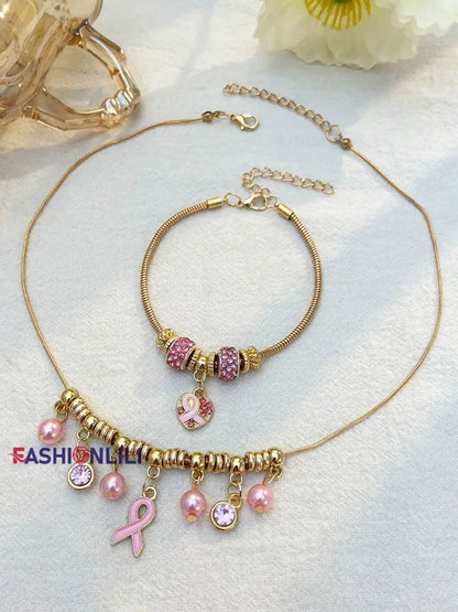 Women’s Breast Cancer Awareness Pink Ribbon Accessories As Picture / ONE