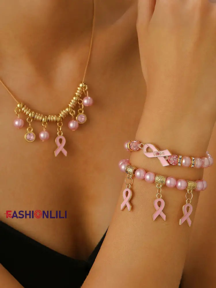 Women’s Breast Cancer Awareness Pink Ribbon Accessories Light Brown / ONE