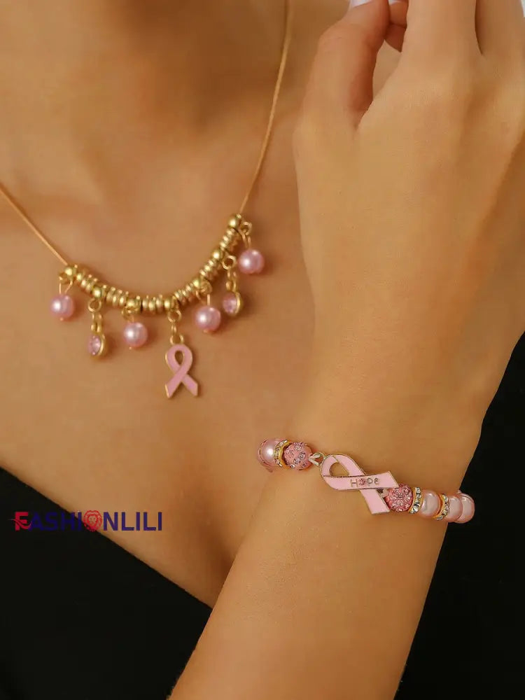 Women’s Breast Cancer Awareness Pink Ribbon Accessories White / ONE