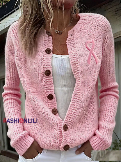 Women’s Breast Cancer Awareness Pink Ribbon Cardigans Pink / S