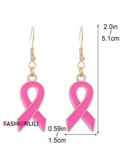 Women’s Breast Cancer Awareness Pink Ribbon Earrings Pink / ONE