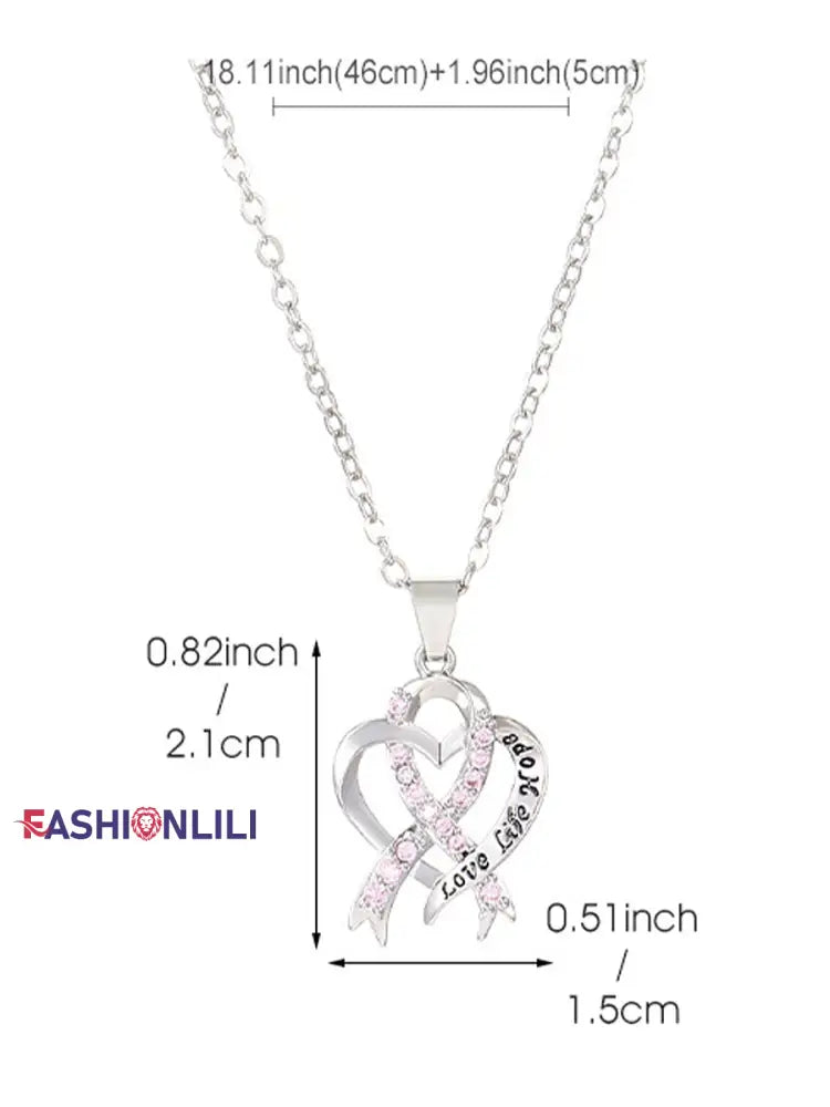 Women’s Breast Cancer Awareness Pink Ribbon Necklace As picture / ONE