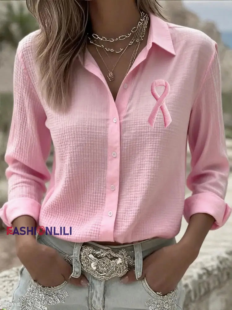 Women’s Breast Cancer Awareness Pink Ribbon Shirts Pink / S