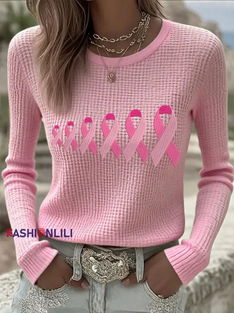 Women’s Breast Cancer Awareness Pink Ribbon Tops Pink / S