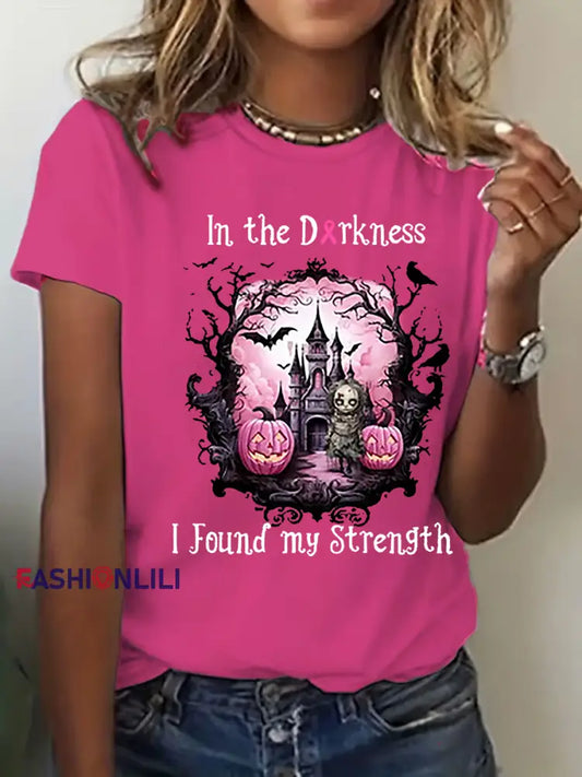 Women’s Breast Cancer Awareness Print Casual T Shirt Rose Red / S