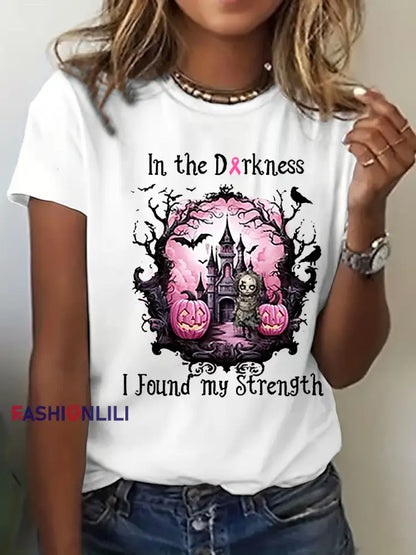 Women’s Breast Cancer Awareness Print Casual T Shirt White / S