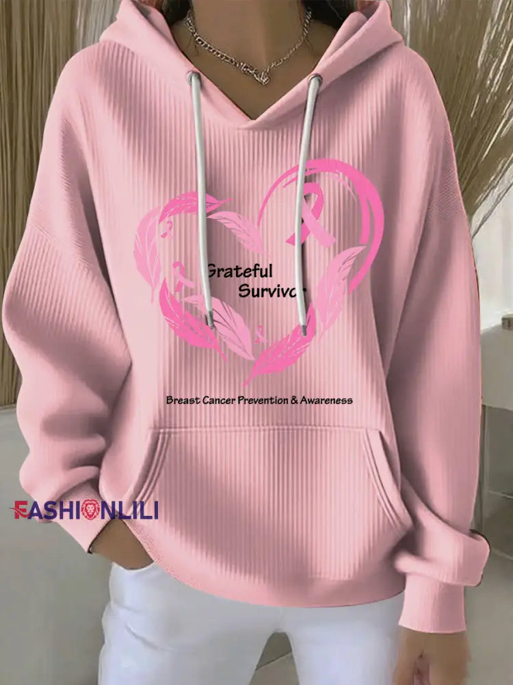 Women’s Breast Cancer Awareness Print Hoodie Pink / S