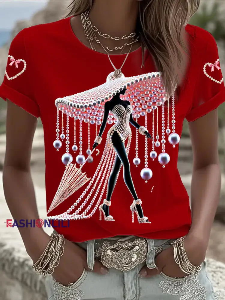 Women’s Breast Cancer Awareness Short sleeved T shirt Red / S