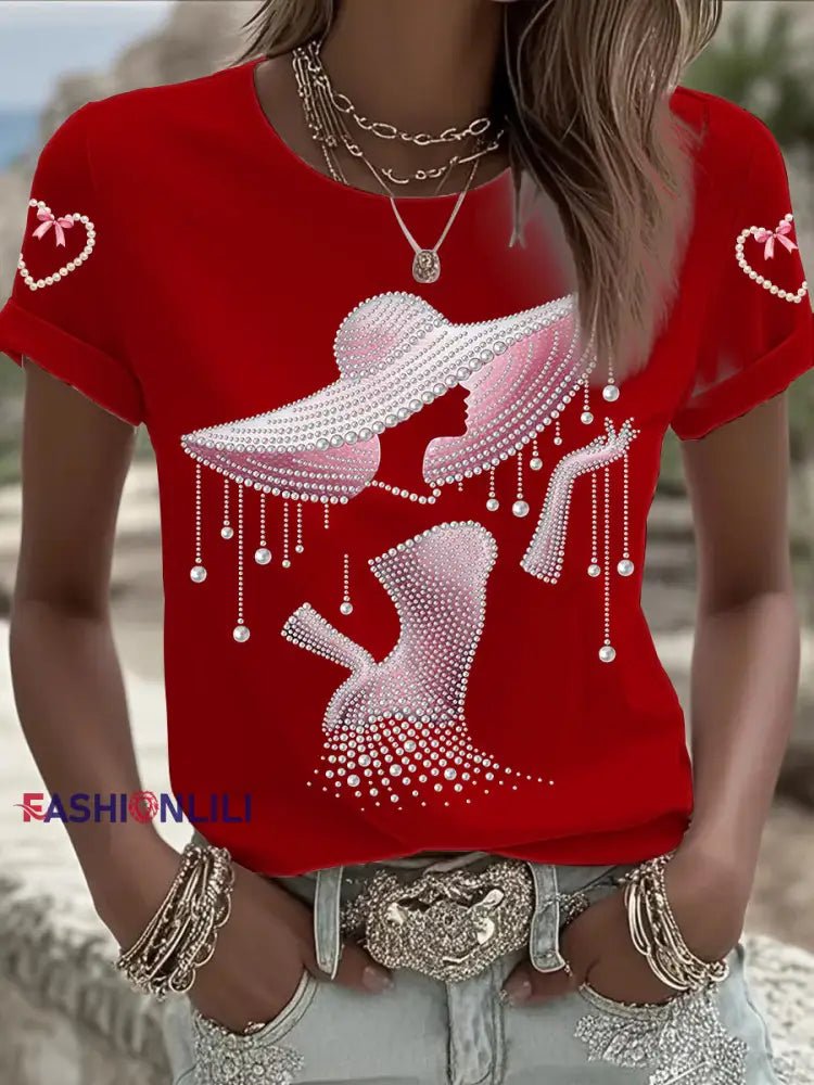 Women’s Breast Cancer Awareness Short sleeved T shirt Red / S