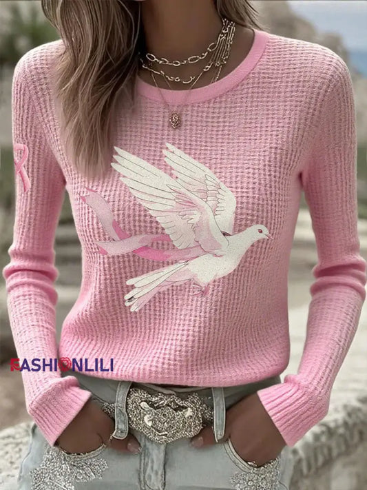 Women’s Breast Cancer Awareness White Dove Tops Pink / S