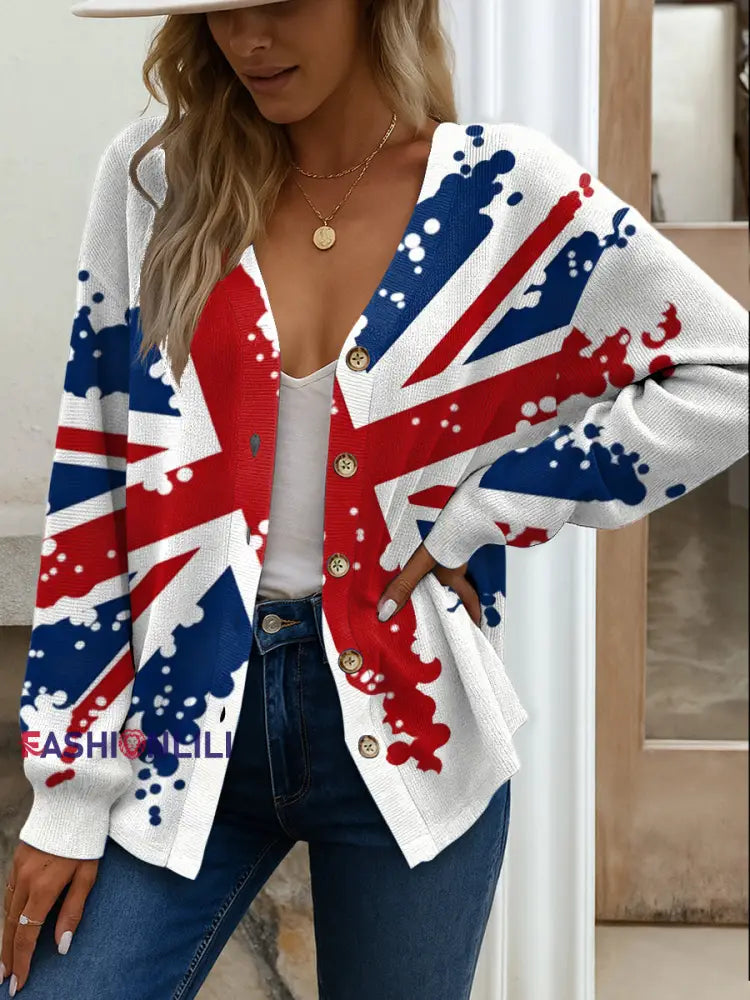 Women’s British Flag Casual Cardigan Jacket Multicolour / S