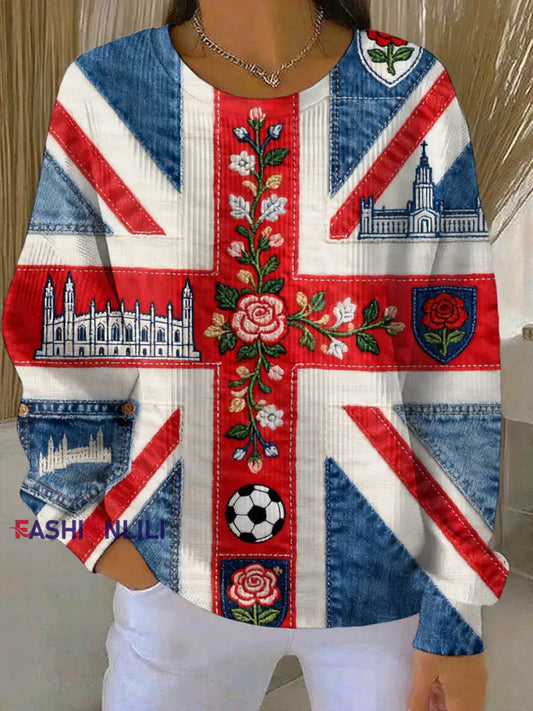 Women’s British Flag Print Casual Hoodie As picture / S
