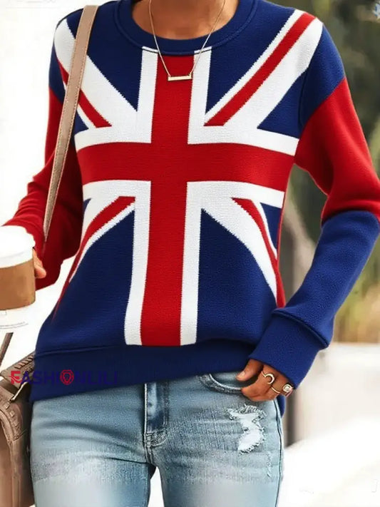 Women’s British Flag Printed fitted sweatshirt As picture / S