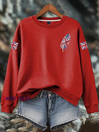 Women’s British imitation diamond hot-drilling Print Sweatshirt Red / S