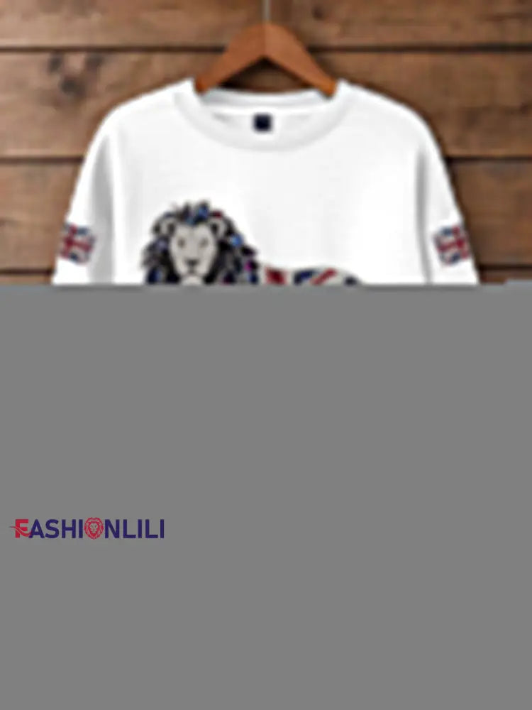 Women’s British imitation diamond hot drilling Print Sweatshirt White / S