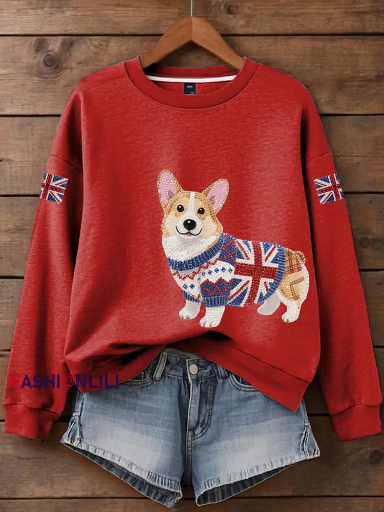 Women’s British imitation diamond hot drilling Printed Iron On Short Sleeve T Shirt Red / S