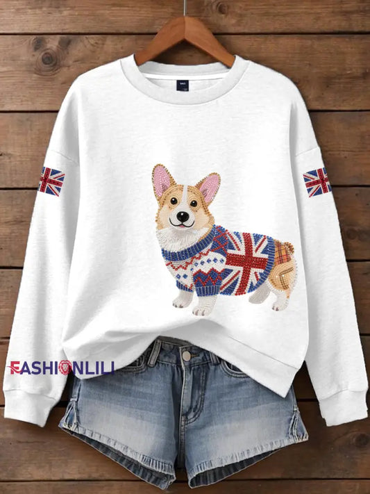 Women’s British imitation diamond hot drilling Printed Iron On Short Sleeve T Shirt White / S