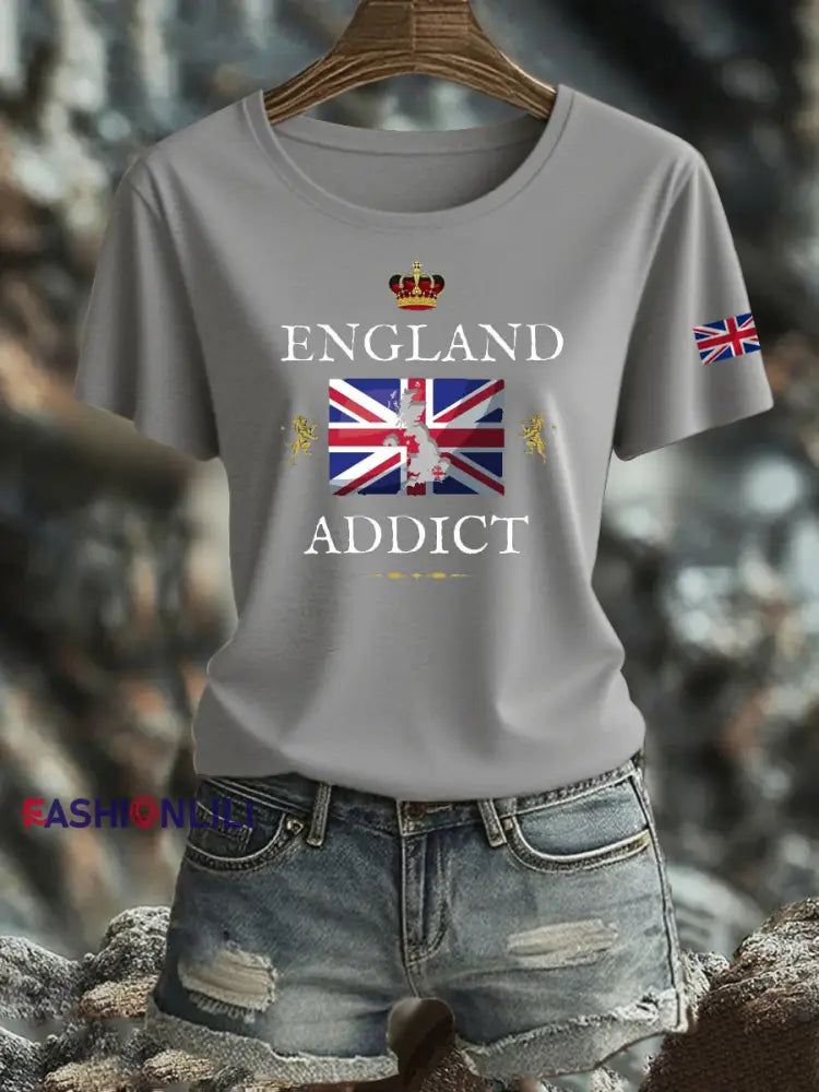 Women’s British Iron On Short Sleeve T-Shirt Light Gray / S