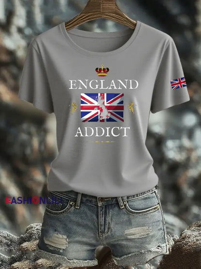 Women’s British Iron On Short Sleeve T-Shirt Light Gray / S