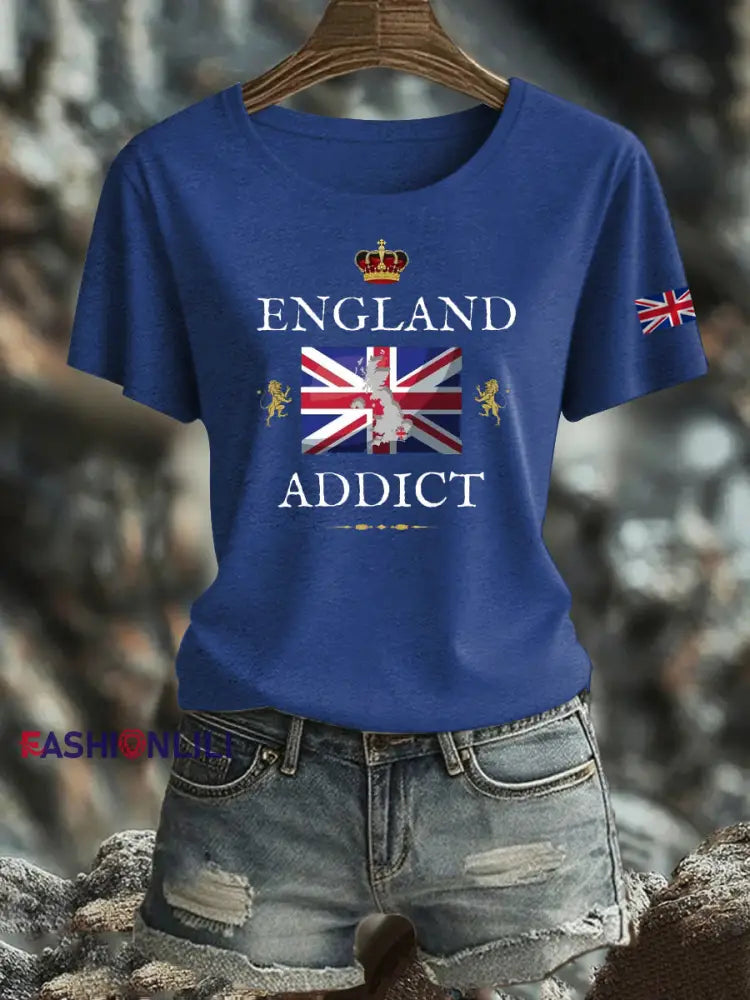 Women’s British Iron On Short Sleeve T-Shirt Navy Blue / S