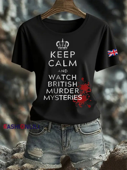 Women’s British Printed short sleeved T shirt Black / S