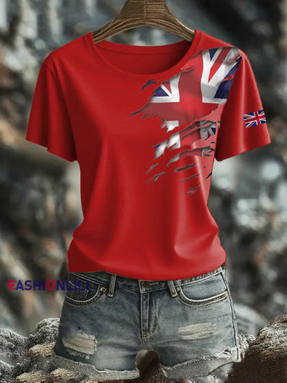 Women’s British Printed short sleeved T shirt Red / S