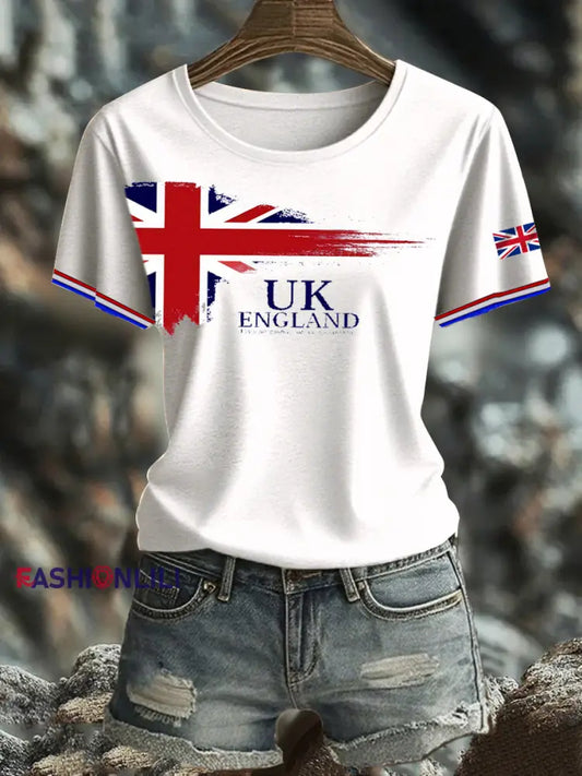 Women’s British Printed short sleeved T shirt White / S