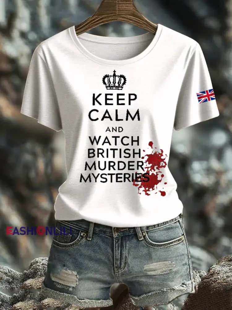 Women’s British Printed short sleeved T shirt White / S