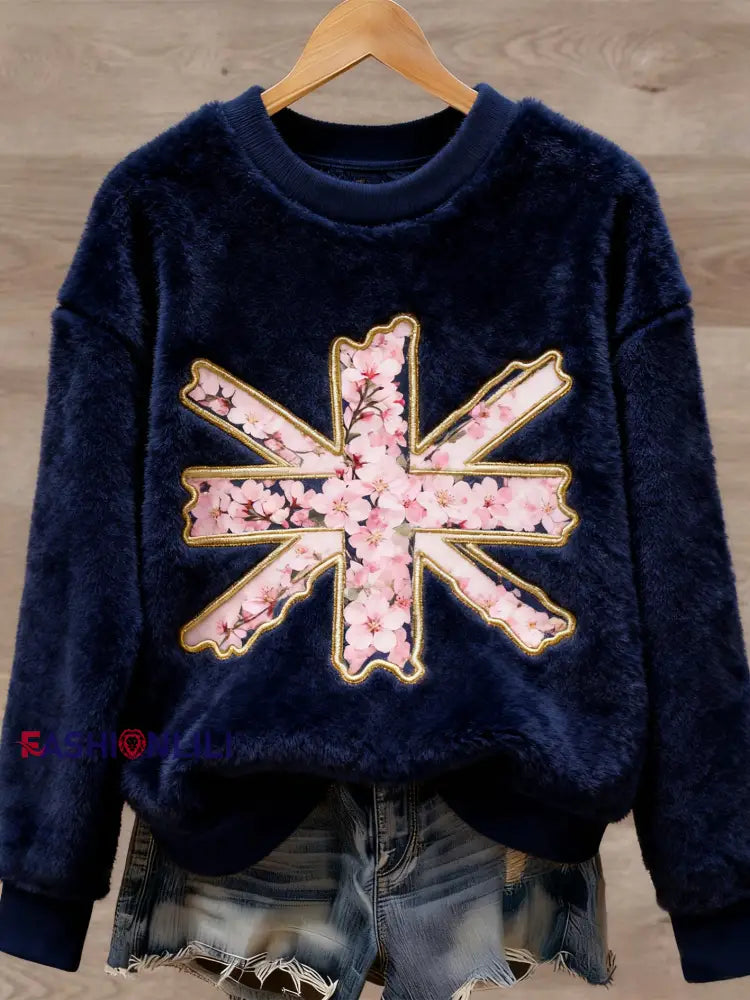 Women’s British style Art Print Casual Flannel Sweater As picture / S