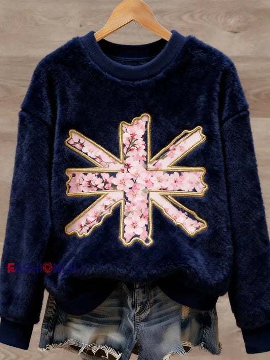 Women’s British style Art Print Casual Flannel Sweater As picture / S