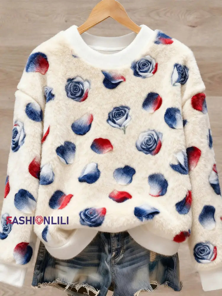 Women’s British style Art Print Casual Flannel Sweater As picture / S