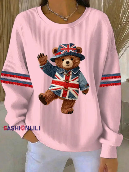 Women’s British style Print Casual Sweatshirt Pink / S
