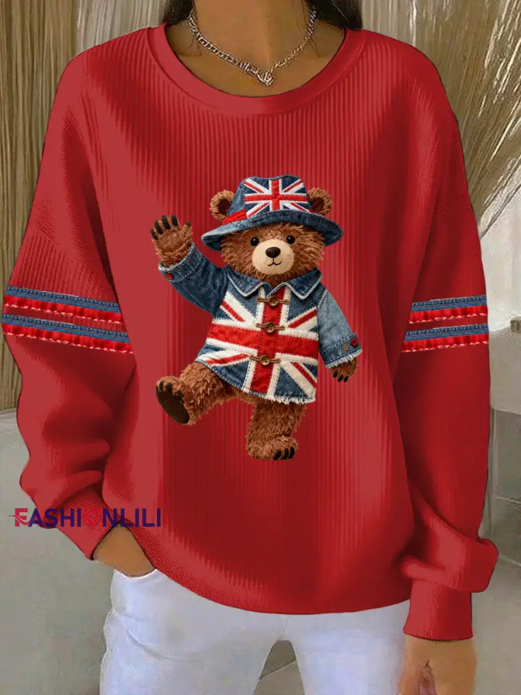 Women’s British style Print Casual Sweatshirt Red / S