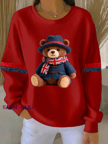 Women’s British Style Print Casual Sweatshirt Red / S