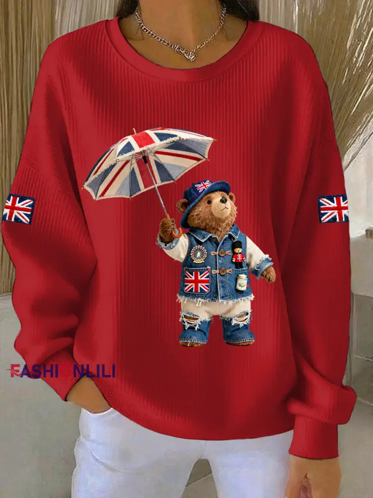 Women’s British style Print Casual Sweatshirt Red / S