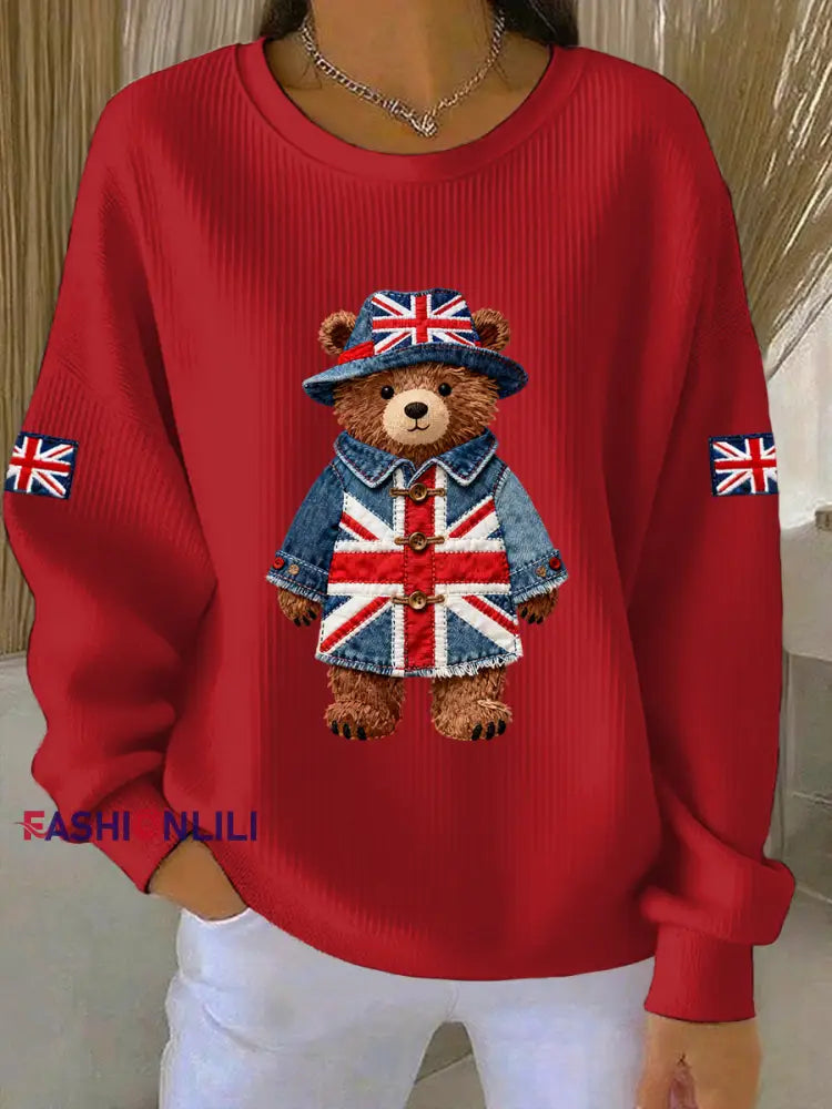 Women’s British style Print Casual Sweatshirt Red / S