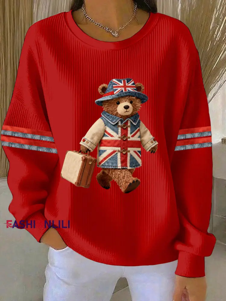 Women’s British style Print Casual Sweatshirt Red / S