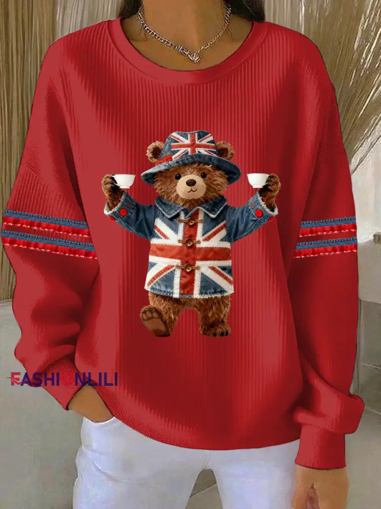 Women’s British style Print Casual Sweatshirt Red / S