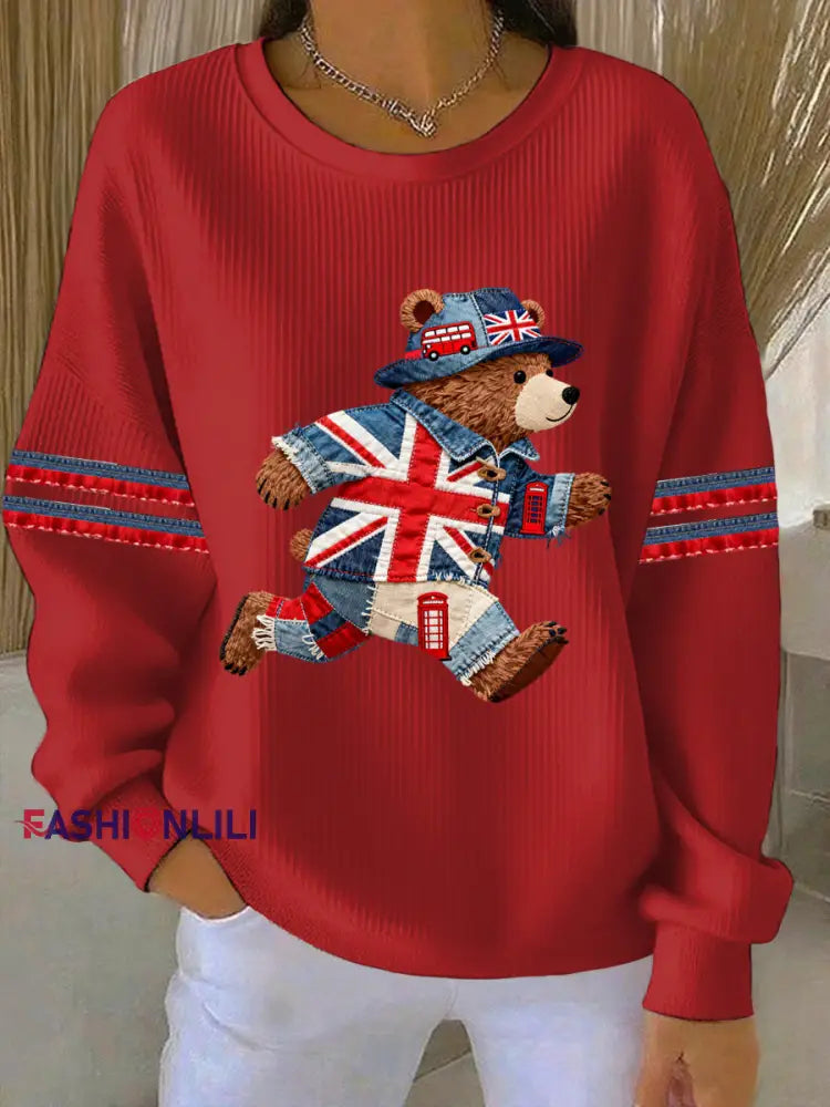 Women’s British style Print Casual Sweatshirt Red / S