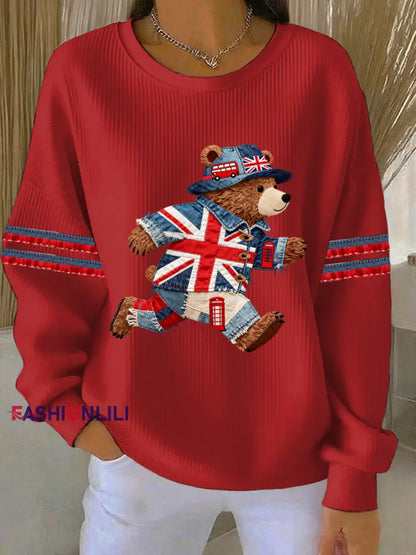Women’s British style Print Casual Sweatshirt Red / S