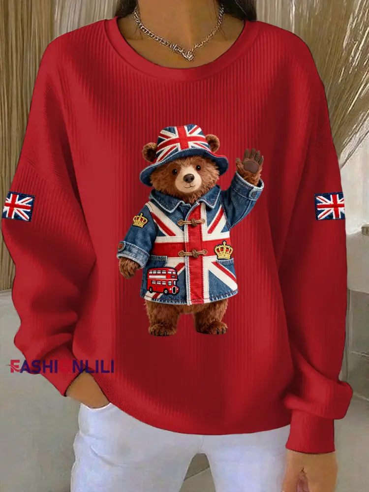Women’s British style Print Casual Sweatshirt Red / S