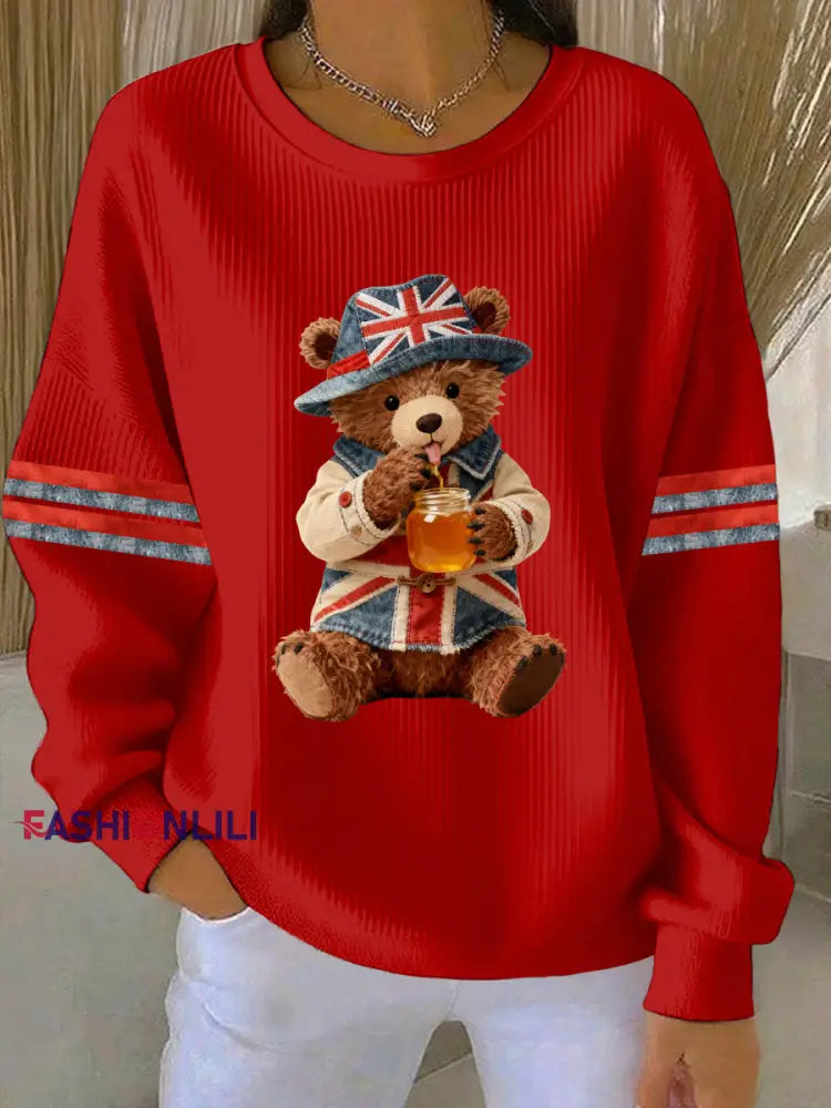 Women’s British style Print Casual Sweatshirt Red / S