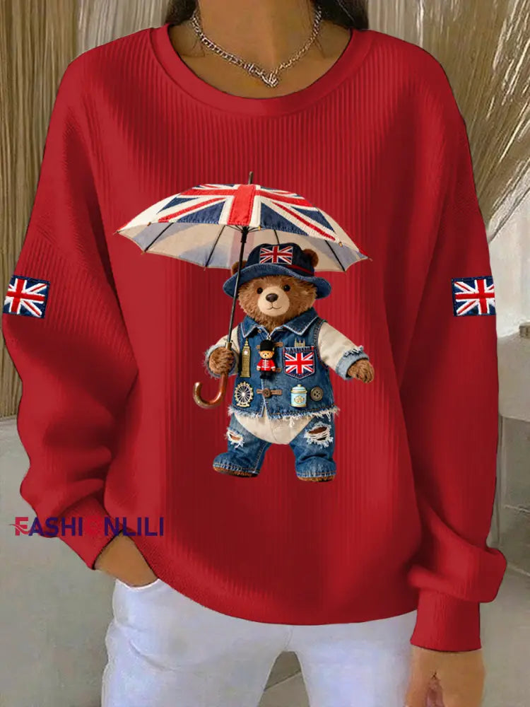 Women’s British style Print Casual Sweatshirt Red / S