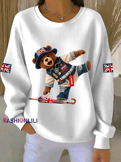 Women’s British style Print Casual Sweatshirt White / S