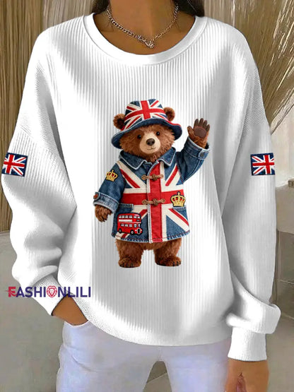 Women’s British style Print Casual Sweatshirt White / S