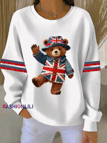 Women’s British style Print Casual Sweatshirt White / S