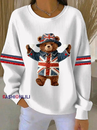 Women’s British style Print Casual Sweatshirt White / S