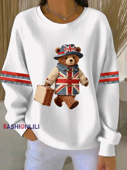 Women’s British style Print Casual Sweatshirt White / S
