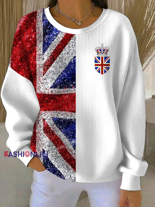 Women’s British style Print Casual Sweatshirt White / S