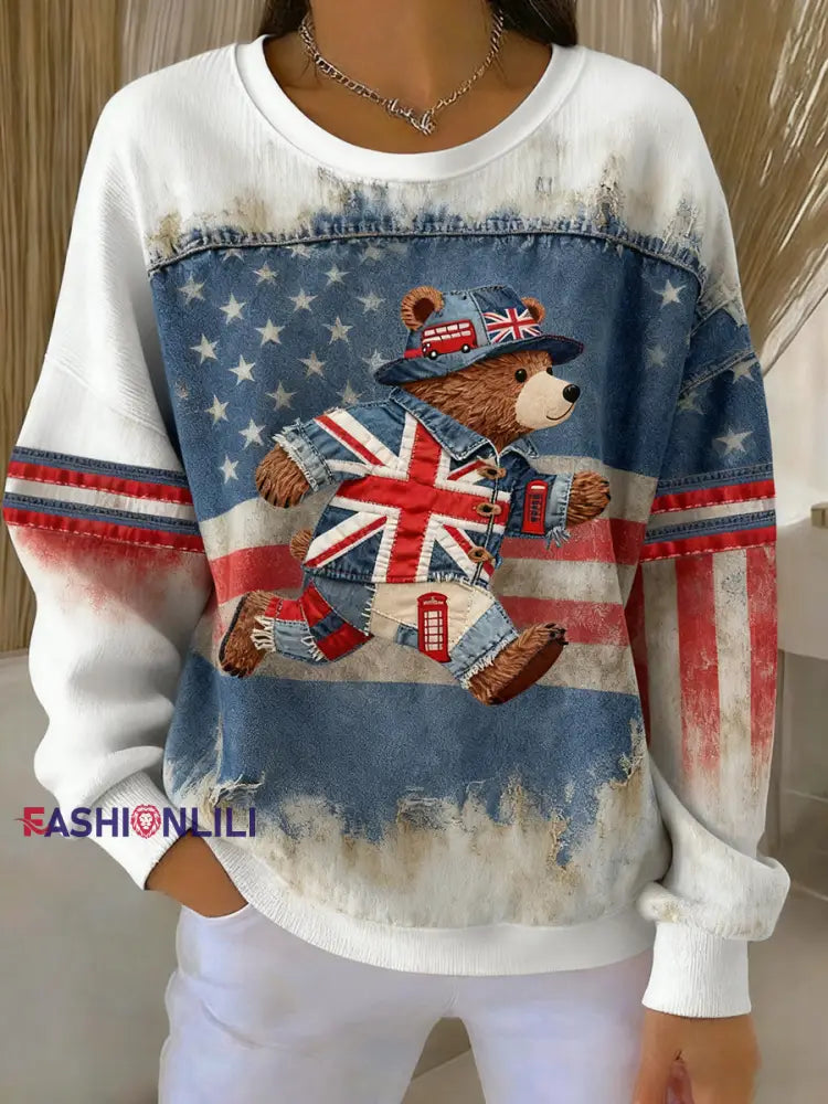 Women’s British Style Printed Casual Sweatshirt A / S